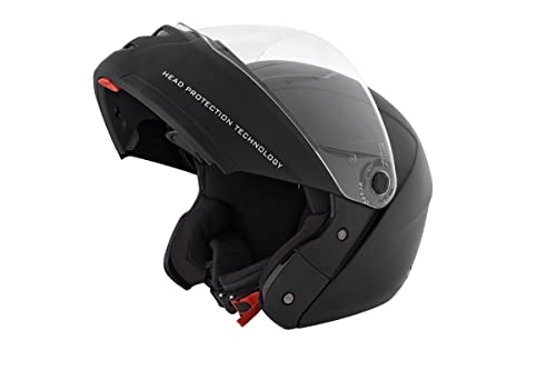 Studds Ninja ELITE Flip Up Full Face Helmet with Plain Center Strip (Black, L)