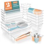 Rylan Set of 2 Drawer Organiser/Unbreakable Drawer Organizer/Dressing Table Organizer/Multi-Purpose Storage Boxes/Drawer Divider Tray for Kitchen/Bedroom/Office – (Clear Transparent)’