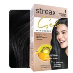 Streax Gel Hair Colour for Women & Men, Natural Black 1, 150 ml | Hair Colour Black| 100% Grey Coverage | Long Lasting Hair Color, Easy to Use | Ammonia-Free Hair Color, Lasts Up to 20 Washes