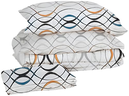 STARNSTYLE 350TC Microfiber Glace Cotton AC Comforter Set King Size Double Bed with 1 Flat bedsheet-90×100 inch and Two Pillow Covers II 4 pc Bedding Set White