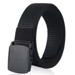 ZORO Men’s Nylon Fabric Belt for Men, Plastic Flap Buckle, fits on upto 40 inches waist size (Black, 1)