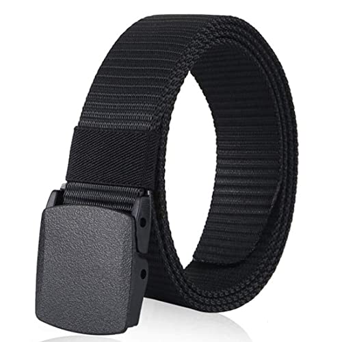 ZORO Men’s Nylon Fabric Belt for Men, Plastic Flap Buckle, fits on upto 40 inches waist size (Black, 1)