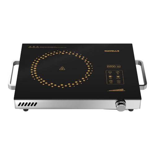 Havells 2200 Watt Infrared Induction Cooktop With Digital Display| Glo TC22-6KV Surge Protection| Sensor Touch| SS304 Food grade grill| 1 Year Door step Warranty By Havells