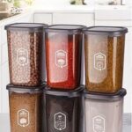 RILION Kitchen Storage Containers, 1200 ML, Set of 6, Transparent Airtight Boxes for Pulses, Cereals, Grains, Dry Fruits, Pantry Organisation