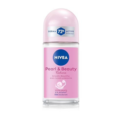 NIVEA Women Pearl & Beauty Radiance Deodorant Roll On | Underarm Deodorant with Pearl Extract & Avocado Oil for Smooth, Beautiful & Even-Toned Underarms | 72H Odour Protection, 0% Alcohol, 50 ml
