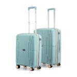 Provogue Lumina Hard-Sided PP Trolley Bag Set of 2 | Expandable Space with 8 Wheels Trolley Bags for Travel | Lightweight with Combination Lock | 5 Year Warranty (Turquoise Blue)