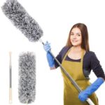 Rorian Microfiber Feather Duster with Extendable Long Pole (100 Inches), Bendable Head for Cleaning High Ceiling Fans, Interior Roof, Cobwebs – Washable & Telescopic Long Handle Cleaning Tool (S2)