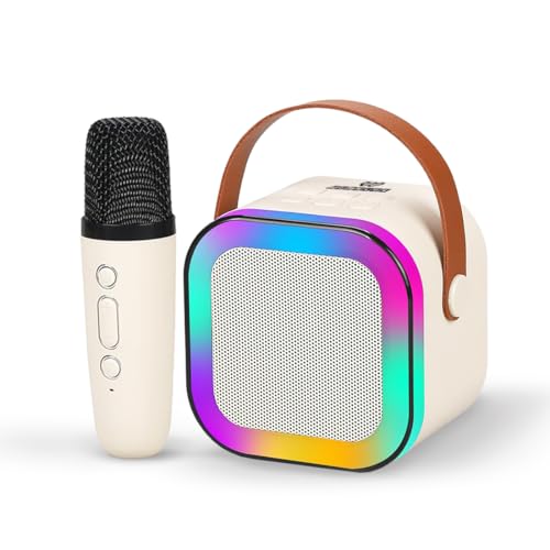 Wembley Rechargeable Karaoke Mic with Speaker for Singing | Wireless Mini Portable Bluetooth Speaker with Microphone & LED Lights | Cute Birthday Gift for Kids Musical Toys for Boys, Girls and Adults