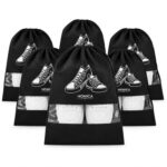 HOMICA Shoe Bags for Travel, Non-Woven Pouches with Transparent Window, Reusable Storage Organiser for Gym, Luggage, Wardrobe, Black, (Pack of 6)