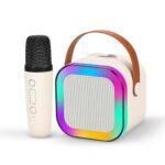 Wembley Rechargeable Karaoke Mic with Speaker for Singing | Wireless Mini Portable Bluetooth Speaker with Microphone & LED Lights | Cute Birthday Gift for Kids Musical Toys for Boys, Girls and Adults