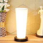 tu casa Off White Cotton Flex Shade with Black Metal-Iron Base Table Lamp | Elegant Bedside & Desk Lamp for Bedroom, Living Room, Office, Home Décor & Gifting (Height : 14 Inch/No Blub Included)