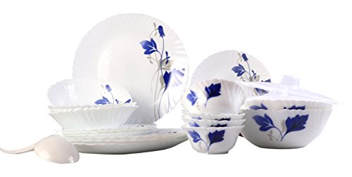 Larah By Borosil Ageria Opalware Glass Dinner Set,Pack of 25, White