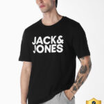 JACK & JONES Printed Men Round Neck Black T-Shirt