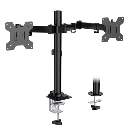 WALI Dual Monitor Desk Mount, Stand for 2 Up to 27inch, Dual Mount Max 22lbs for Home, Office, School (M002), Black