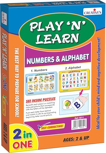 Creative’s Play N Learn – Numbers and Alphabet Jigsaw Puzzle | Educational Alphabet and Numbers Puzzle Game | Early Learning Game Toy for Kids | Play N Learn Series Puzzle 2 & Up Kids