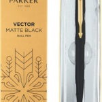 PARKER Vector Matte Black, Gold Trim Ball Pen(Ink Color – Blue)