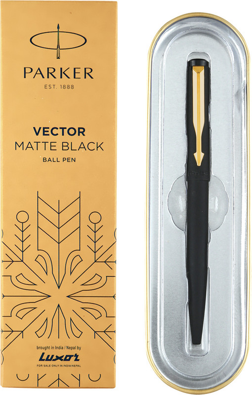 PARKER Vector Matte Black, Gold Trim Ball Pen(Ink Color – Blue)