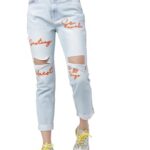 Tokyo Talkies Women Blue Boyfriend Fit Mid-Rise Mildly Distressed Jeans