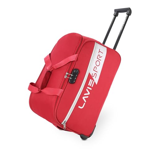 Lavie Sport Polyester Anti Theft Combi Lock Camelot Wheel Duffle Bag | Spacious Compartment | Duffle Bag | Build To Last Wheel And Trolley, Red,29 Cm