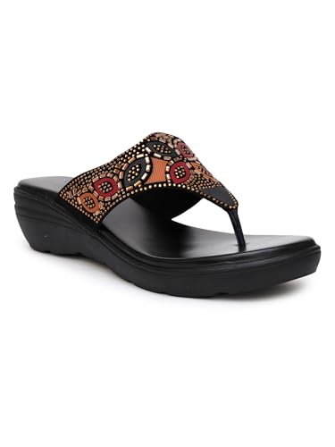 SHOECUBE Women’s Elevate Comfort Flat Sandals Cushioned Adjustable & Stylish Slip-Resistant Design For Girls/Ladies Black