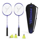 Jaspo Proxcel-1102 Badminton Kit | Lightweight Metal Badminton Rackets with Shuttlecocks | Balanced Frame | Comfortable Grip for Powerful Smashes | Ideal for Beginners, Kids & Teens