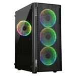 Zebronics Premium Gaming Cabinet, Mid-Tower, mATX, mini-ITX,4 ARGB LED Fans,Upto 360mm Front & 240mm Top AIO, Side Tempered Glass,Front Mesh Design, USB 3.0, 2X USB Port(Zyro, Black)