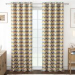 MollisHomes Door Curtains 7 Feet Long Pack of 1 | Chevron Printed | Medium Room Darkening Curtain | Curtains for Living Room | (118 x 215 cm, Yellow & Grey) | Perfect for Home Décor