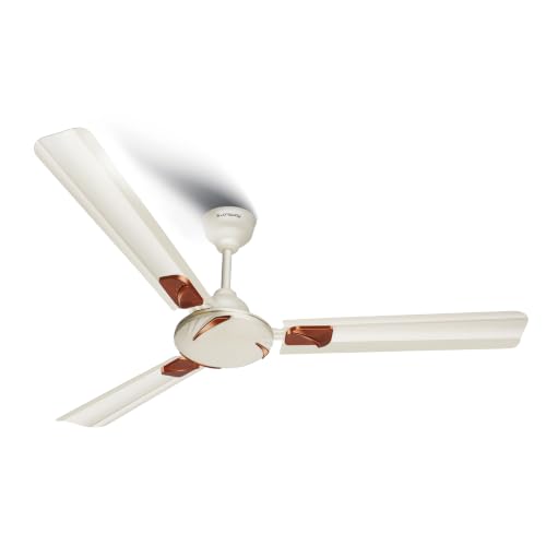 LONGWAY Creta P1 1200 mm/48 inch Ultra High Speed 3 Blade Anti-Dust Decorative Star Rated Ceiling Fan (Ivory, Pack of 1)