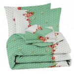 IVAZA Microfiber 220 GSM 4 Piece Comforter Double Bed,Bedding Set- One King Size Ac Comforter with 1 Flat Bedsheet (90×90 inch) & 2 Pillow Covers Green