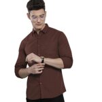 The Indian Garage Co Cotton Men’s Slim Fit Shirt (1121-SHPO131-22_Brown XL)