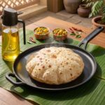 HomeWiz Cast Iron Roti Tawa 28 cm | Free Oil Dispenser 500ml | Pre-Seasoned Iron Tawa with Long Handle for Roti, Chapati, Chillas & Paratha | Naturally Non-Stick | Induction & Gas Compatible