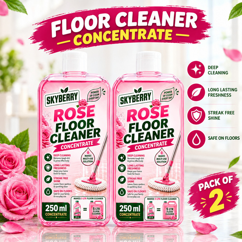 skyberry Concentrated Floor Cleaner | Powerful Cleaning Liquid for Home & Office rose(2 x 250 ml)