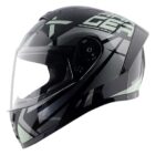 Vega Ranger DX Revenge Full Face Motorcycle Helmet with Lightweight Shell, Shock Absorbing Interior, Comfortable Liner, Ventilated Fit, Aerodynamic Build, and Trendy Black Grey Finish Black Grey-M