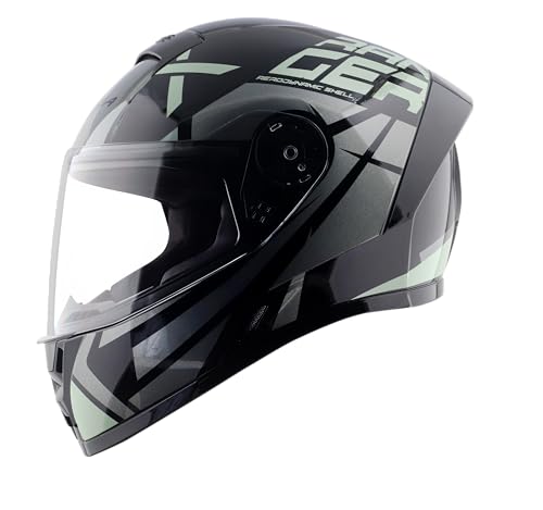 Vega Ranger DX Revenge Full Face Motorcycle Helmet with Lightweight Shell, Shock Absorbing Interior, Comfortable Liner, Ventilated Fit, Aerodynamic Build, and Trendy Black Grey Finish Black Grey-M
