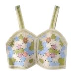 Y Company Women’s Cute Cropped Tank Top Knit Crochet Camisole | Floral Embroidered Tank Top(Cropped-Green-L)