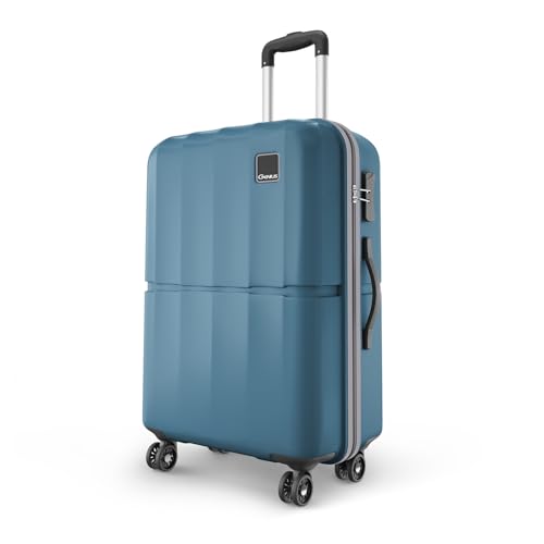 Safari Genius Theo 8 Wheels 66cm Medium Size Check-in Trolley Bag, Hard Case Polycarbonate, 360 Degree Wheeling Luggage, Suitcase for Travel, Trolley Bags for Travel, Pearl Blue