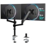 WALI Dual Monitor Mount, 13-32 Inch Adjustable Spring Dual Arm for Desk Holds Max 19.8 lbs Screens, Swivel Vesa Bracket with C Clamp, Grommet Mounting, Arms for 2 Monitors (GSDM002)