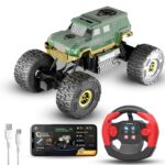 Cockatoo-Kids Trailblazer 2WD Rechargeable Remote Control Car with App & Remote, Off-Road Monster Truck Toy for Boys Girls, Nitro Boost, Shock Absorber, Bluetooth Speaker, Fast USB Charging, Green