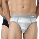 XYXX Men’s Super Combed Cotton Regular Fit Briefs with No Marks Waistband| Cloud Grey+Black Knight | XL