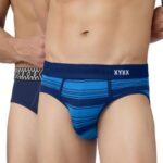XYXX Men’s Super Combed Cotton Regular Fit Briefs with No Marks Waistband| Opal Blue+Midnight Blue | XL