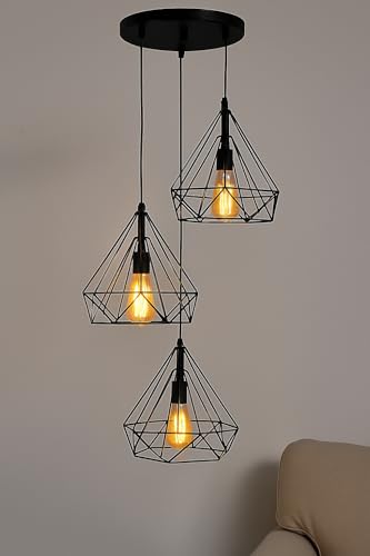 tu casa Iron Hg-35 220Watts Pendant Light, Black, Diamond