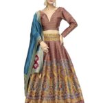 PURVAJA Women’s Kanjiwaram Semi-Stitched Lehenga choli (Zahira-Cherry_Free Size)