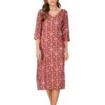 rytras Women’s Foil Printed Straight Kurta(Red,S)
