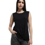 Marks & Spencer Linen Rich Draped Vest Top Black