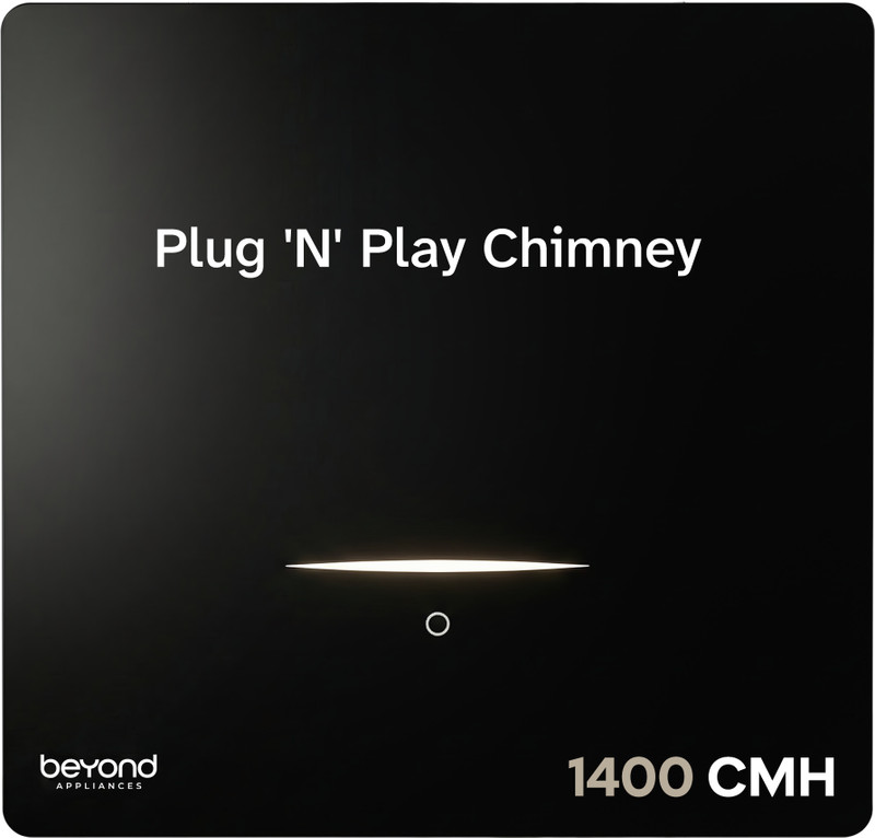 Beyond Appliances CUBE PLUG AND PLAY CHIMNEY 1400 CMH 60 cm | Auto Clean | 5-Stage Charcoal Activated Filter | Touch Control | 3-way Suction | 48dB Low Noise Auto Clean Chimney(Wall Mounted, Black)