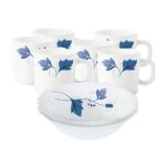 Larah by BOROSIL Opalware Floral Snacks Set – 8Pcs, White