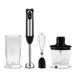Wipro Elato FMB 204 Hand Blender with Chopper and Whisk|Powerful 200 Watt Copper Motor With Rust Free Steel Arm|3 in1 Multi-functional Mode|Four In One Blade-Churn, Whip,& Blend|Black|2- Year Warranty