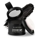 Glamveda Black Hair Cover-Up Powder, 4 g | Instant Grey Root Touch-Up & Hairline Filler for Thinning Hair, Bald Spots & Beard | Sweat-Resistant Natural Matte Finish | Built-In Mirror & Puff | Men & Women