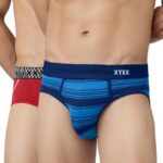 XYXX Men’s Super Combed Cotton Regular Fit Briefs with No Marks Waistband| Pacific Blue+Rio Red | XL