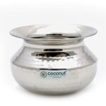 coconut Stainless Steel Hammered Dekshi – Cookware/Tableware/Kadai/Handi- Set of 1 -Dekshi(Size-9 -Capacity-750ml)
